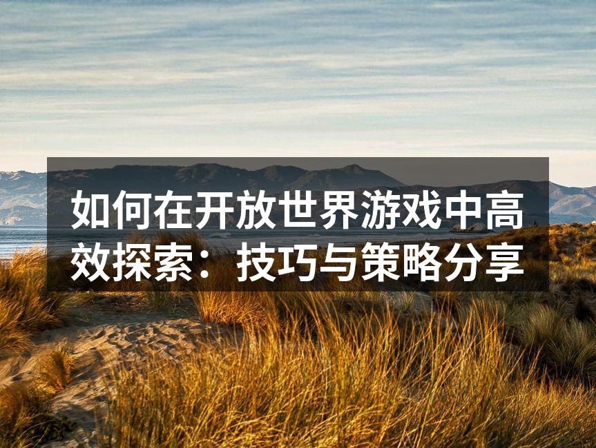 如何在开放世界游戏中高效探索：技巧与策略分享